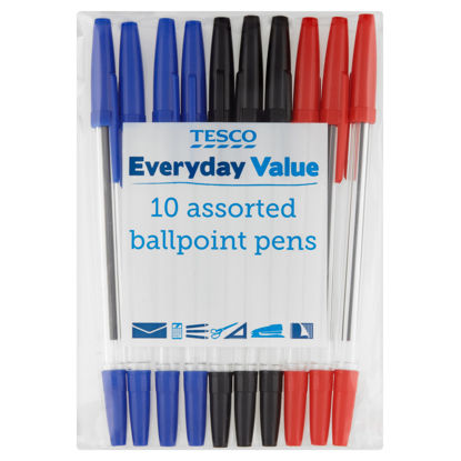 Picture of Tesco Everyday Value Assorted Ball Point Pens X 10