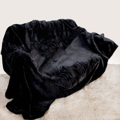 Picture of Mink Faux Fur Throw Black 150x200cm by Textiles Direct
