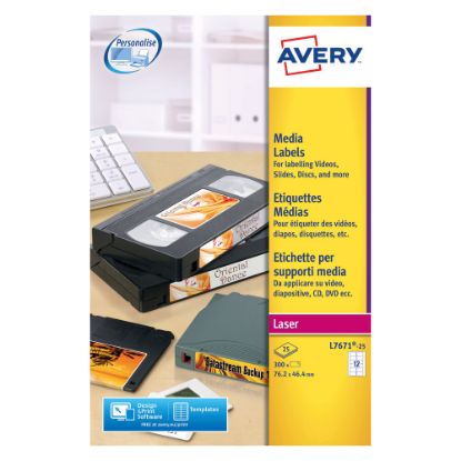 Picture of Avery 76.2 x 46.4mm White Media Laser Labels, Pack of 300 - L7671-25