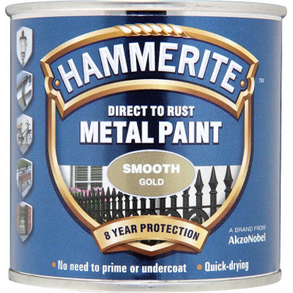 Picture of HAMMERITE METAL PAINT SMOOTH GOLD 250ML