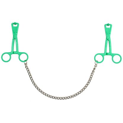 Picture of Green Scissor Nipple Clamps With Metal Chain
