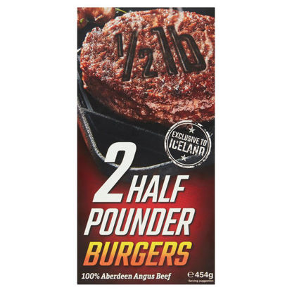 Picture of Iceland 2 Half Pounder Burgers 454g