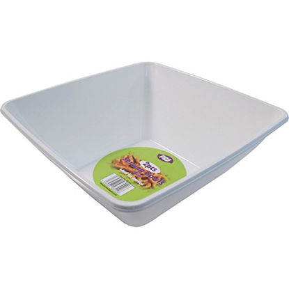 Picture of 2 x WHITE PLASTIC DISPOSABLE SQUARE SERVING BOWLS - 28cm Great for serving sharing and snacks FREE DELIVERY