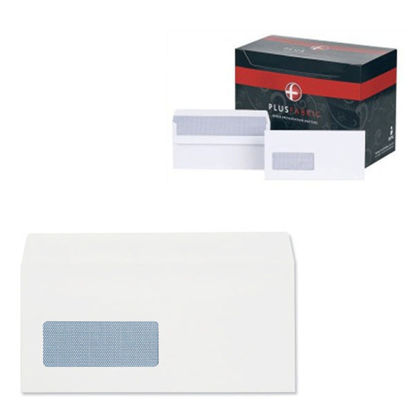 Picture of Plus Fabric DL Envelopes Window Wallet Self Seal 120gsm White (Pack of 500) J22370