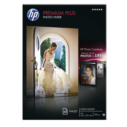 Picture of HP A4 White Premium Plus Glossy Photo Paper (Pack of 20) CR672A