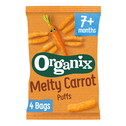 Picture of Organix Melty Carrot Puffs Organic Baby Finger Food Snack Multipack 4 x 18g